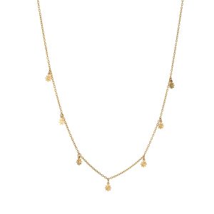 שרשרת עדינה בציפוי זהב עם תליוני פרחים קטנים