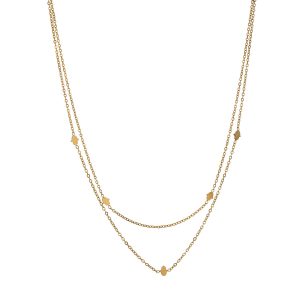 שרשרת כפולה בציפוי זהב עם תליוני חמסה קטנים