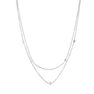 שרשרת בציפוי כסף כפולה עם תליוני חמסה קטנים