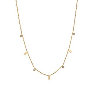 שרשרת עדינה מוזהבת עם תליוני לוגו מעוצבים