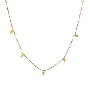 שרשרת מוזהבת עם 5 תליוני חמסה