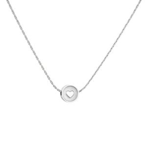 שרשרת לב חרוט תליון עגול כסופה