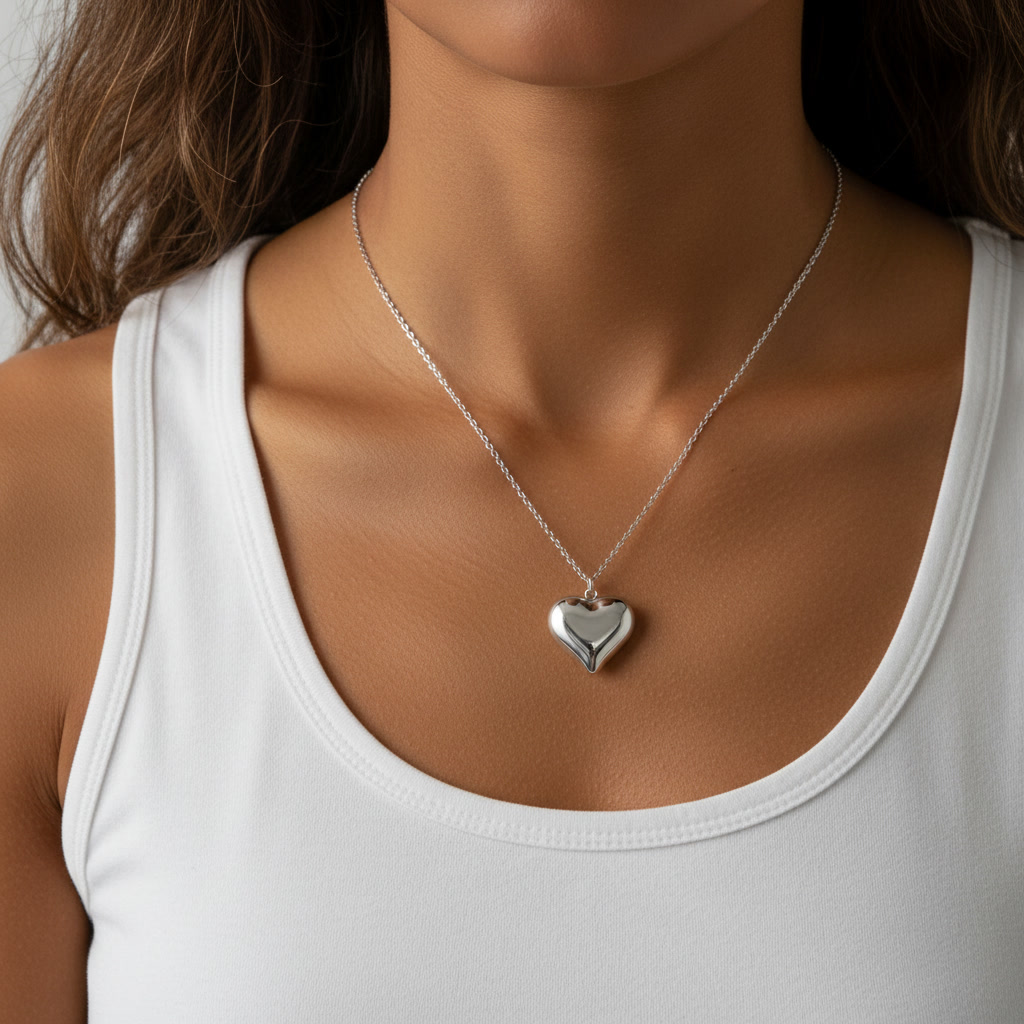 ⁦שרשרת תליון לב גדול⁩ – תמונה ⁦2⁩