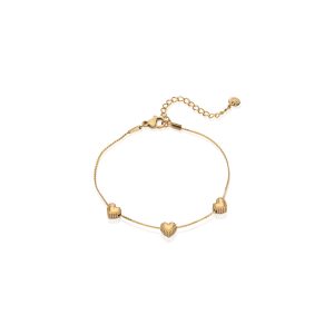 צמיד מוזהב עדין עם שלישיית לבבות תלת־ממד