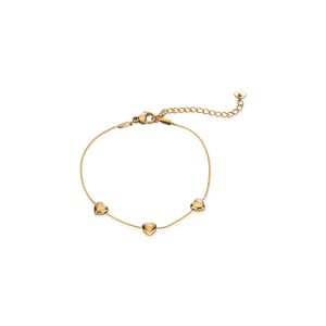 צמיד מוזהב עדין עם שלישיית לבבות חלקים