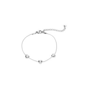 צמיד בגוון כסף בסגנון עדין עם שלישיית לבבות חלקים