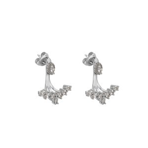 עגילי כסף 925 בעיצוב מניפה עם שיבוץ זירקונים