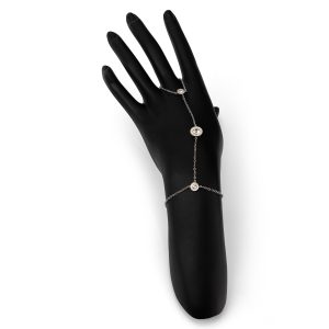 צמיד ג’אדי בגוון כסף עם טבעת וצמיד טניס משובץ קריסטלים